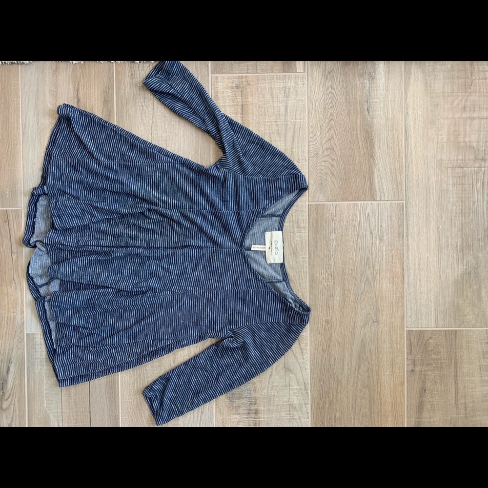 Blue striped mid sleeve top